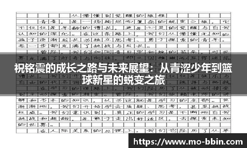祝铭震的成长之路与未来展望：从青涩少年到篮球新星的蜕变之旅