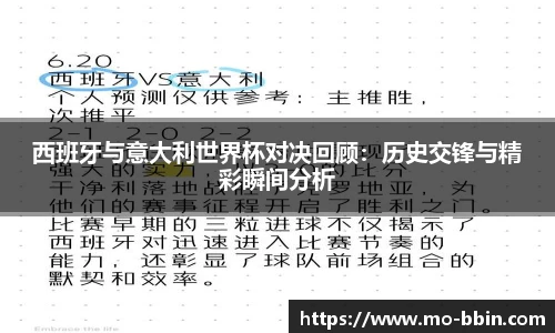 西班牙与意大利世界杯对决回顾：历史交锋与精彩瞬间分析